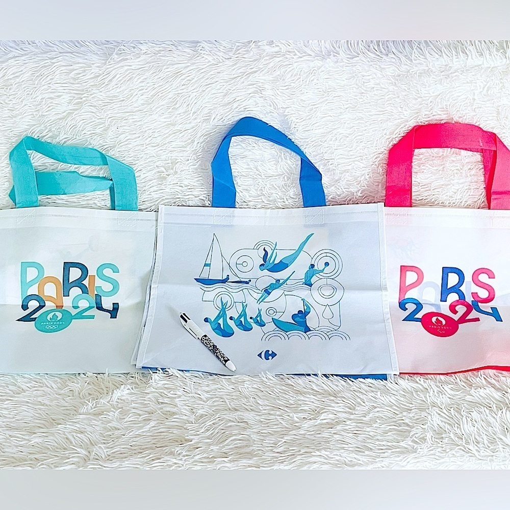 4pc Olympic’s 2024 France shopping tote bags 3 & 1 pen writes in multiple colors